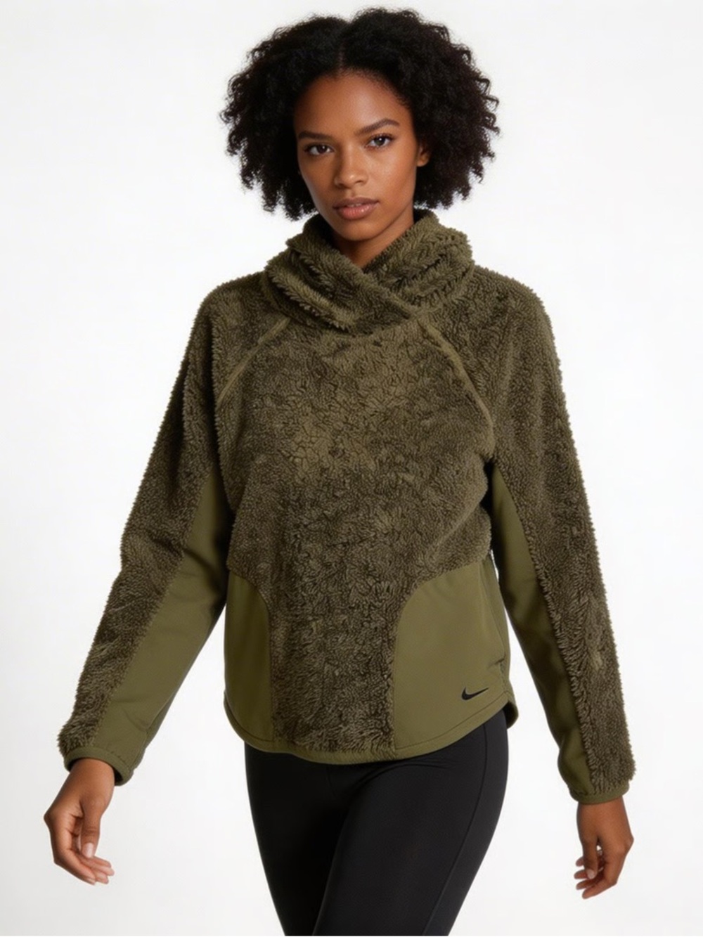 NIKE | Olive Green Sherpa Fleece Pullover Jacket Sz M